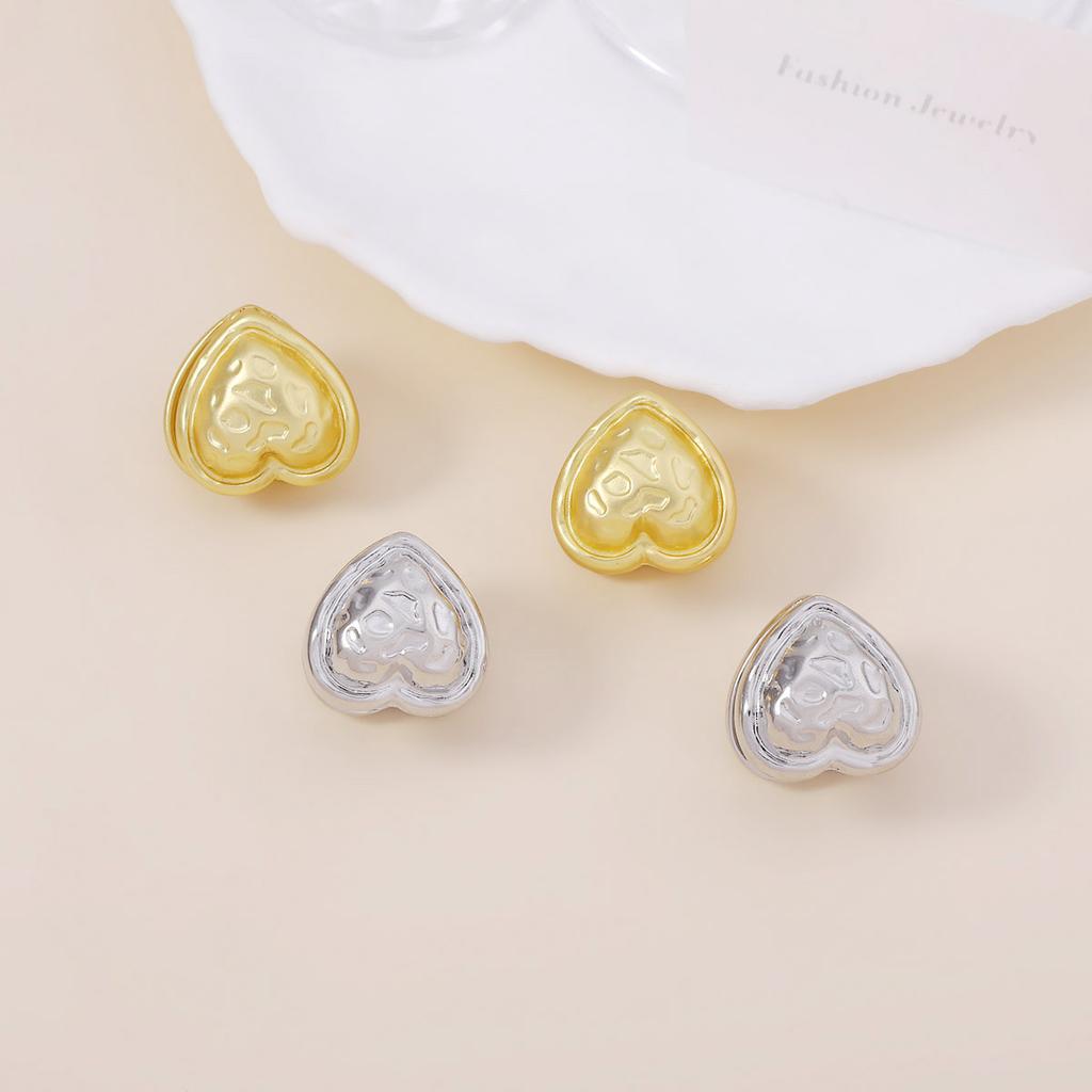 Хип-хоп панк стиль ретро двусторонний трехмерный текстура молотка любовь персиковое сердце серьга-гвоздик нишевый простой и универсальный