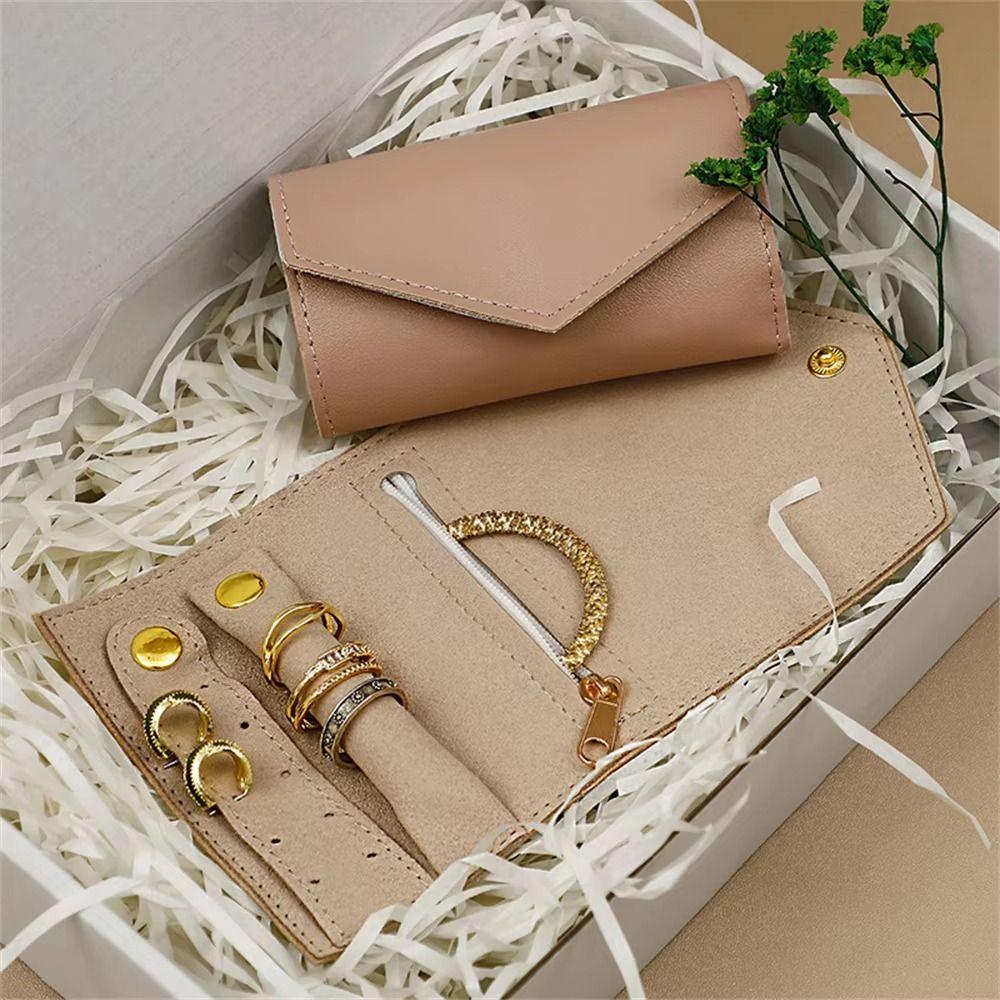 Solid Color PU Jewelry Display Bag Jewelry Display Earring Organizer Necklace Ring Bag Travel