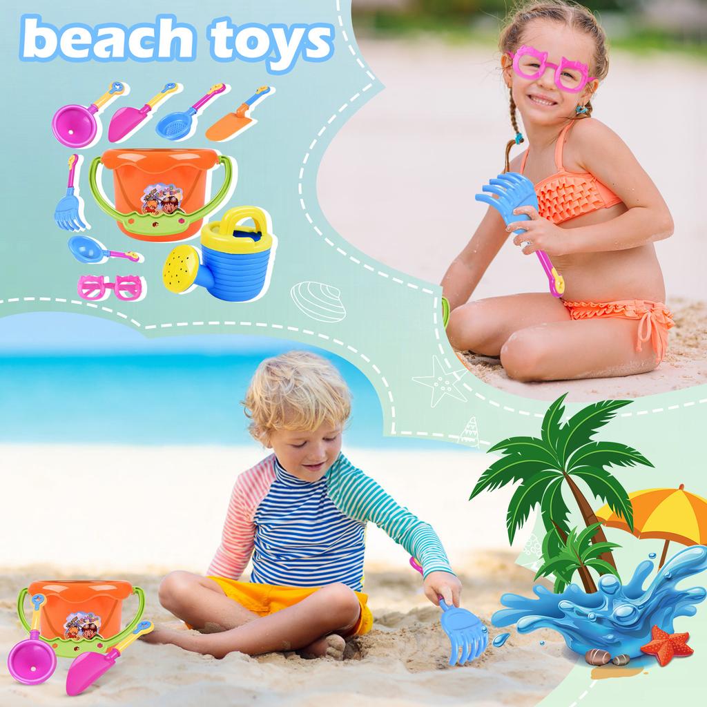 Игрушки для песчаного пляжа, 9 шт., детские игрушки для малышей, детский набор для песчаного пляжа, ведро, лопата, грабли, водные игрушки