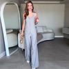 2024 Summer European & American Fashion Zipper Vest and Loose Casual Long Pants Two-Piece Set for Women.
