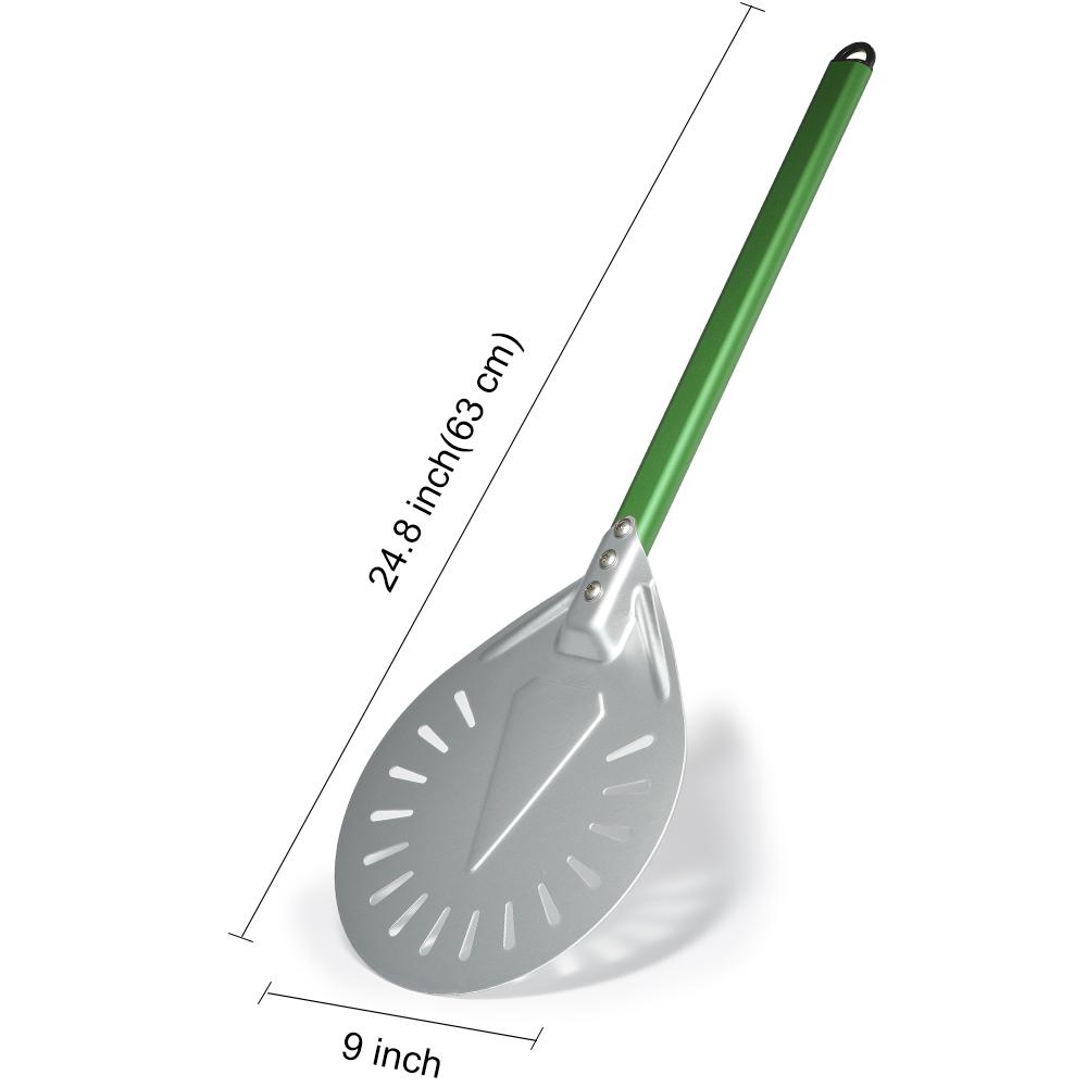SHANGPEIXUAN Long Handle 7/ 8/ 9 Inch Perforated Pizza Turning Peel Pizza Shovel Aluminum Pizza Peel Non-Slip Handle Pizza Tool