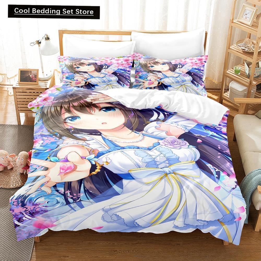 Аниме Каваи Девушки Love Live! 3D-печать Комплект постельного белья односпальный двуспальный двуспальный двуспальный комплект для взрослых и детей комплект пододеяльников