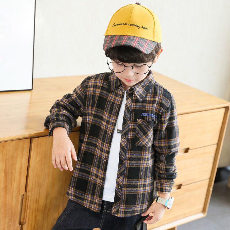 Boys' Fleece-Lined Long-Sleeve Winter Shirt 2025: Fashionable Japanese and Korean Style for Children