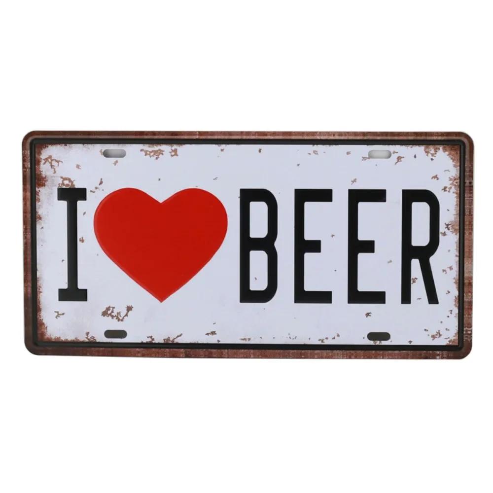 Я люблю водку, пиво, тарелку, металлическую пластину, номер автомобиля, жестяные вывески, бар, паб, кафе, домашний декор, металлическую вывеску, человек, пещеру, гараж, таблички для рисования C13