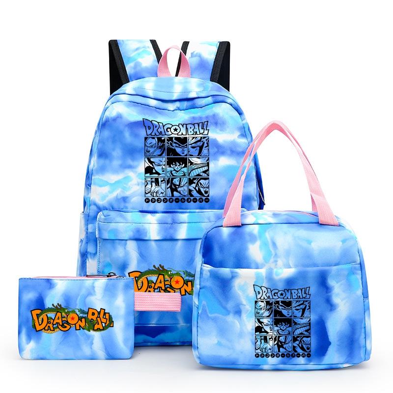3Pcs/set Anime Dragon Ball Backpack for Girls Boys Back To Schoolbag with Lunch Bag Student Bookbag Men Women Travel Bag Mochila