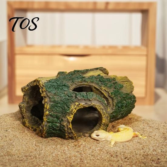 Aquarium Cave for Shrimp Rotten Tree Reptile Hideout, Hole Fish Breeding Tank Supplies Hide Cave, Gecko Shelter Terrarium Decoration Hiding