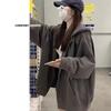 Autumn Winter Loose Casual Simple All-match Hooded Sweet Women Pocket Zipper Cardigan Hoodies Female Top