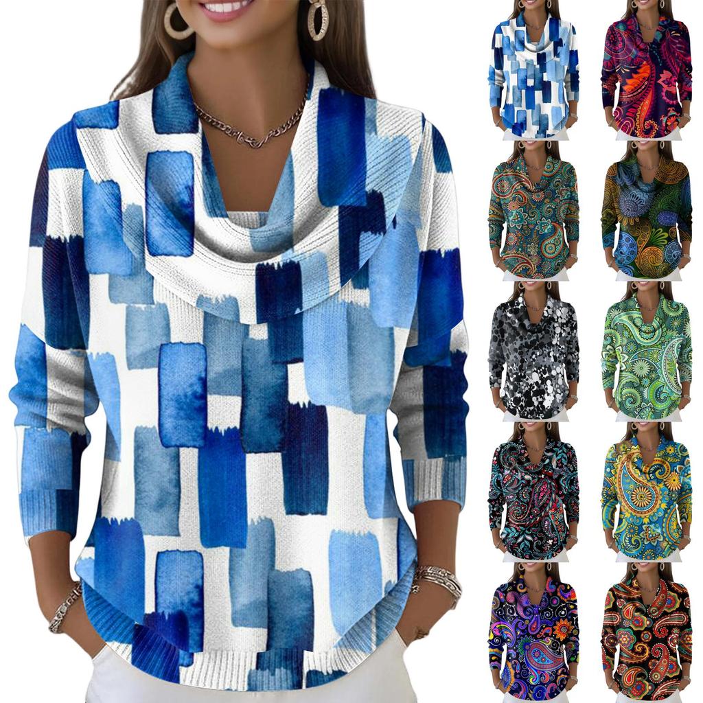 Женский повседневный и модный свитер с круглым вырезом, длинными рукавами и принтом