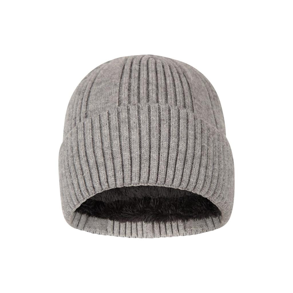 Mountain Warehouse Mens Ribbed Faux Fur Lined Beanie