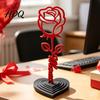 Романтическое украшение в виде розы и скульптура сердца, 3D-печать, красный орнамент, стебель розы отстегивается, статуэтка цветка, подарок на День матери, день рождения от дочери