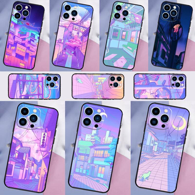 Пастельный чехол для Oppo A18 A98 A38 A58 A78 A60 A80 A40 A96 A76 A16 A94 A74 A54 A15 A17 A57 A77 A5 Pro, город Киото, Япония