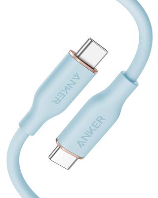 ANKER PowerLine III Flow PD Силиконовый Совместимый с iPhone iPad MacBook Лед USB-C и USB-C Кабель, Без запутывания, Совместимый, Материал, 240 Вт, 17/16/15,