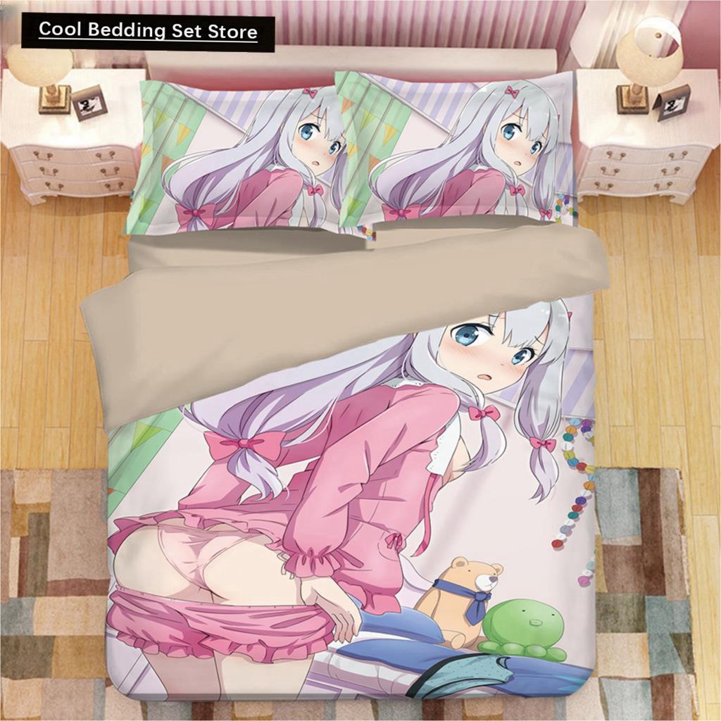 Kawaii Izumi Sagiri 3D Anime Print Комплект постельного белья Пододеяльники Наволочки Цельный стеганый плед Комплекты постельного белья Постельное белье Пододеяльник