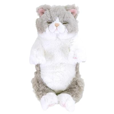 SunLemon Спящий кот на коленях, Маленький, GY, 15 x 18 x 34 см, Плюшевое животное, Милый кот, Серый, P-1373