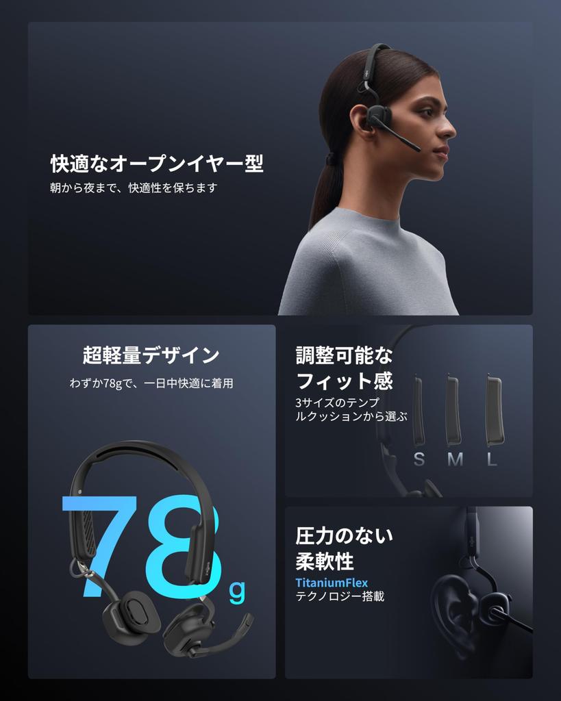 Shokz OpenMeet UC Business Earphones with Bone Conduction Air Wireless Bluetooth Open Ear Does Not Block Your Automatic Pairing Includes Clear Call 15