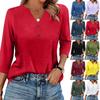 Women's T Shirt Solid Color Button 3/4 Sleeve Daily Weekend Fashion Basic V- Neck Regular Top