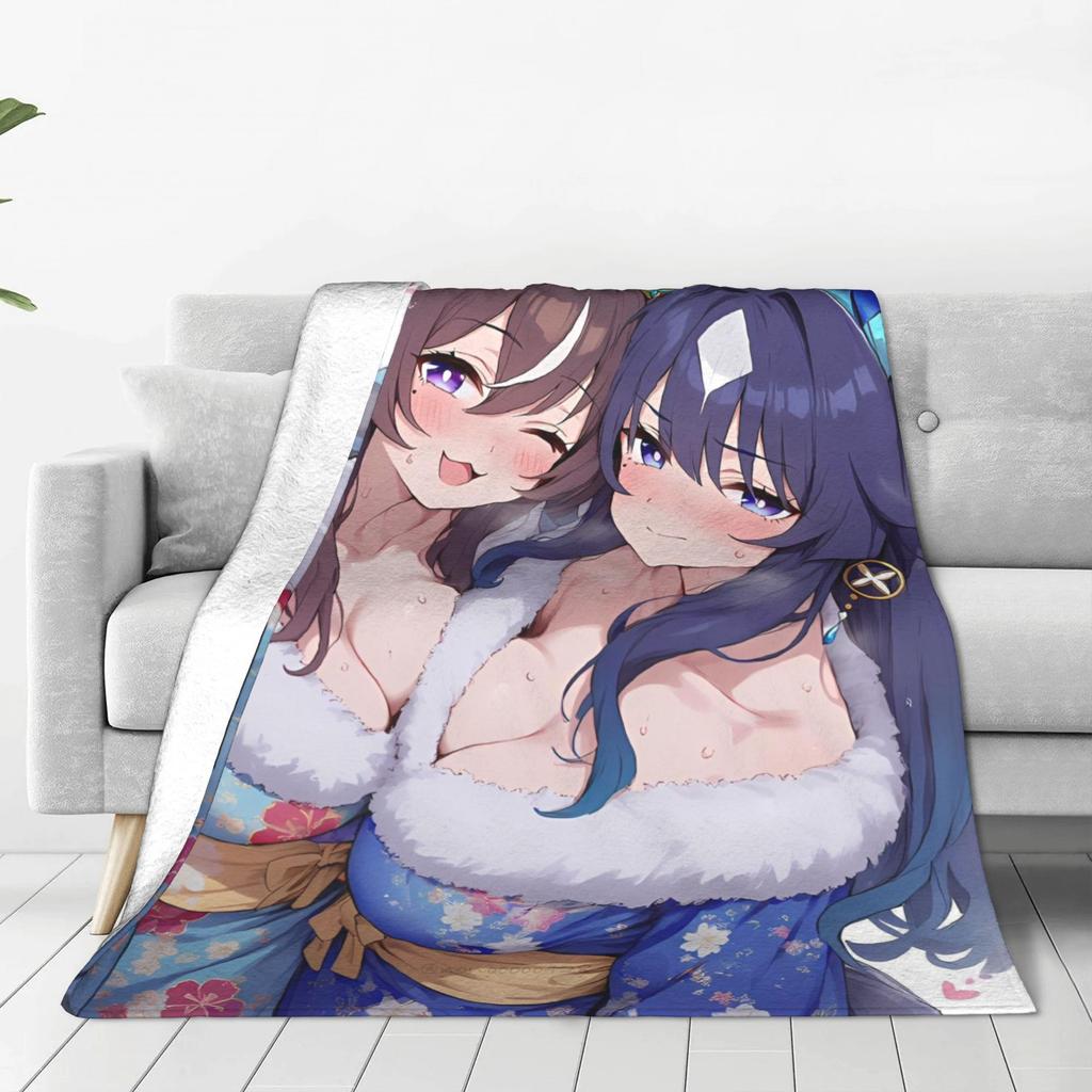 Uma Musume Pretty Derby Одеяло Флис Весна/Осень Многофункциональное Легкое Плед для Дивана Улицы Плюшевое Тонкое Одеяло