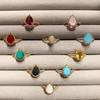 Vintage Boho Water Drop Jewelry Women's Ring Multicolor Gemstone Silver+Plating Gold/Rose High Quality Wedding Daily Gift