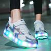 Children's Glowing Runaway Shoes Boys Girls Adult Double Wheel Burst Shoe Lace Wheel Shoes Schoolgirl Roller Skates None