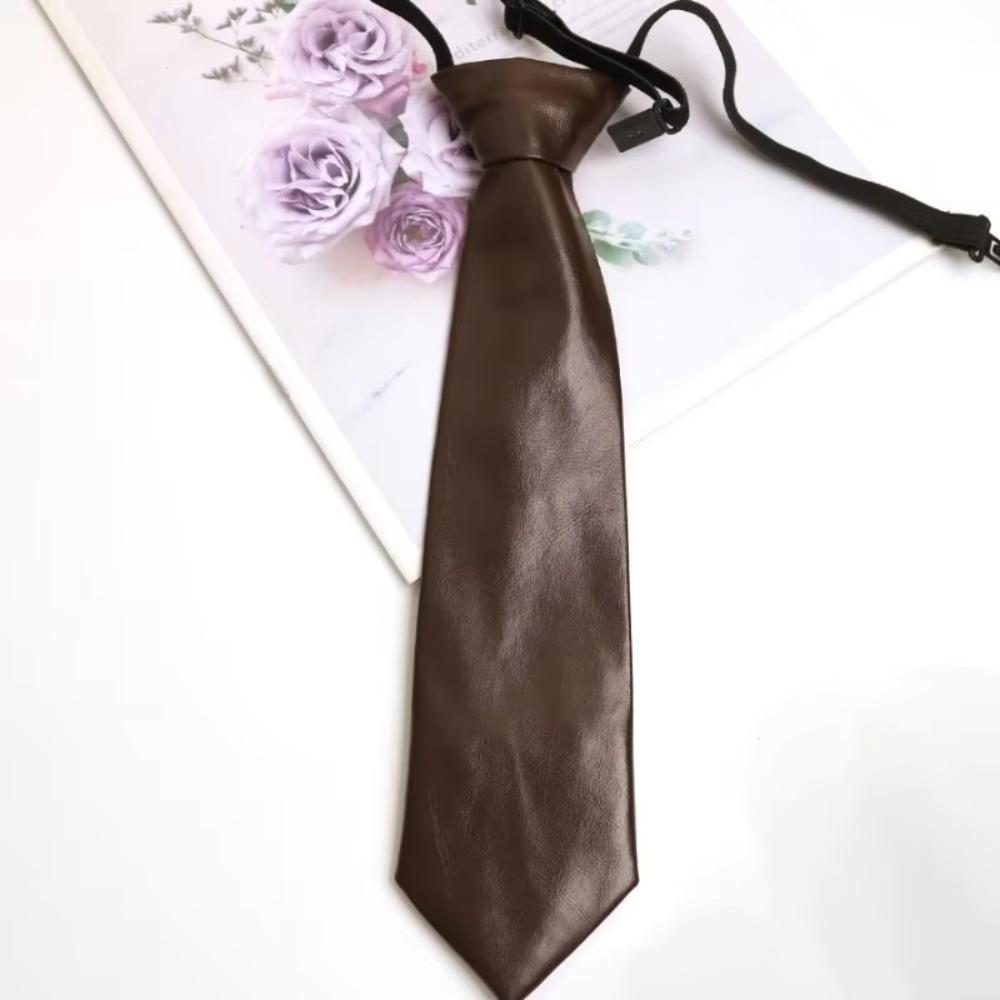 Галстуки из искусственной кожи в студенческом стиле, однотонные, ленивые, в стиле ретро, JK