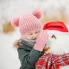 3 шт./комплект детский шапка шарф перчатки комплект утолщенный плюшевый вязаный нескользящий меховой мяч декор ветрозащитный сохраняющий тепло для девочек мальчиков на открытом воздухе N