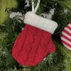 Christmas Tree Hanger Mini Knitted Mitten Ornaments, Xmas Glove Hanging Decor, Festive Tableware Flatware Ornament Holders, Knit Pendants for