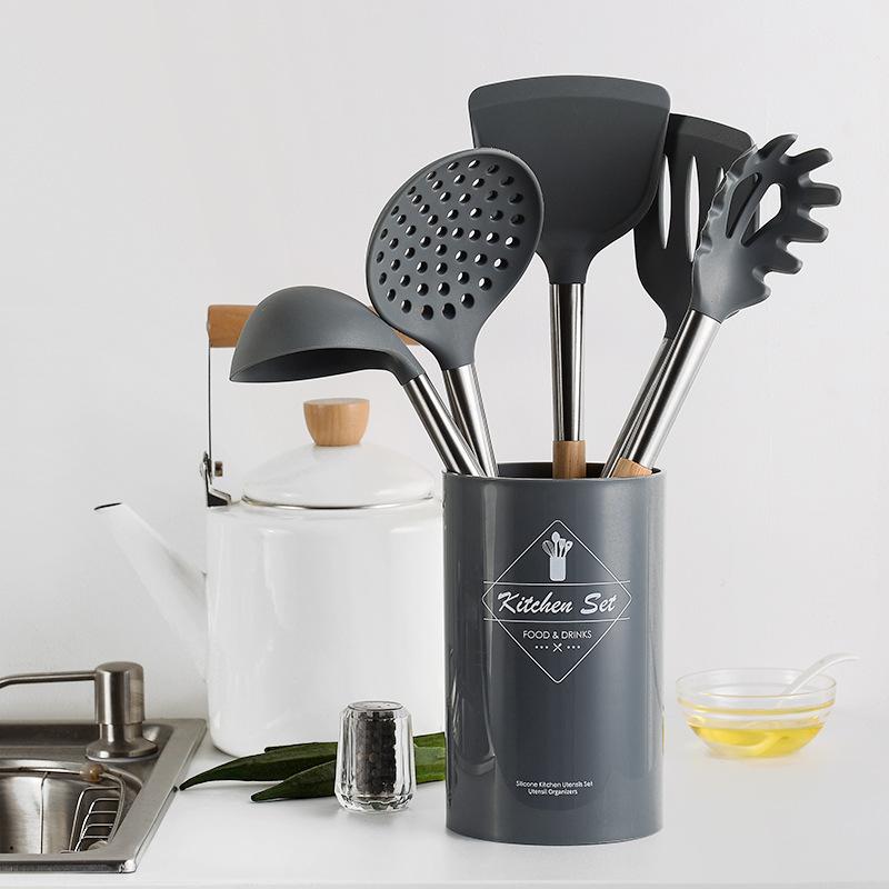 6 шт. силиконовые кухонные принадлежности набор с деревянной ручкой кухонные принадлежности для выпечки кухонные принадлежности аксессуары ведро для хранения
