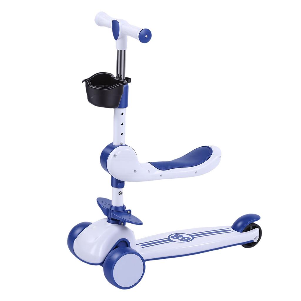 3-колесный самокат со светодиодной подсветкой, рулем и съемным сиденьем, складной самокат для активного отдыха