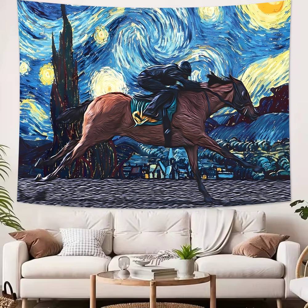 Racing Under The Starry Night Tapestry Game Esports Room Theme Personalized Room Decor Popular bedroom decoration tapestry