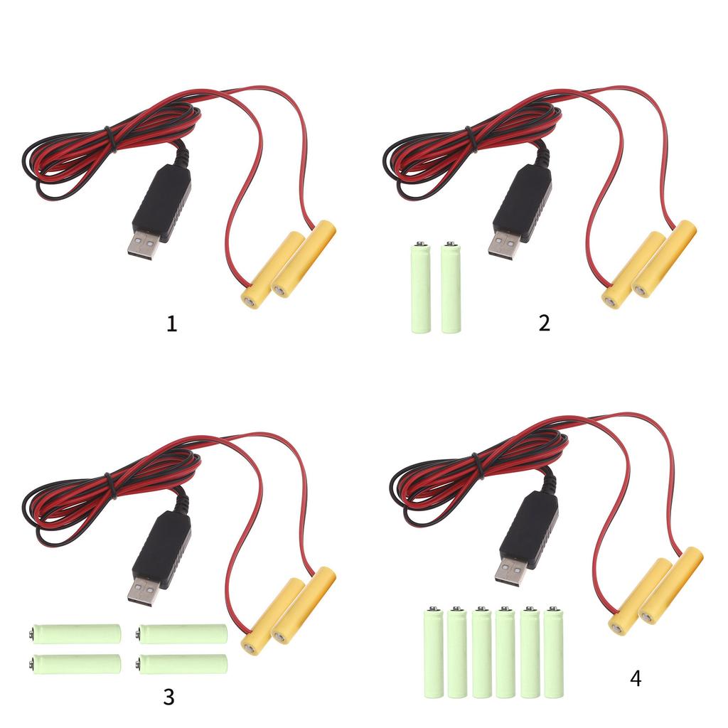 USB To 1.5V 3V 4.5V 6V Dummy Battery Power Cable for LR03 AAA Battery Eliminators for LED Light Radios Toy Clocks
