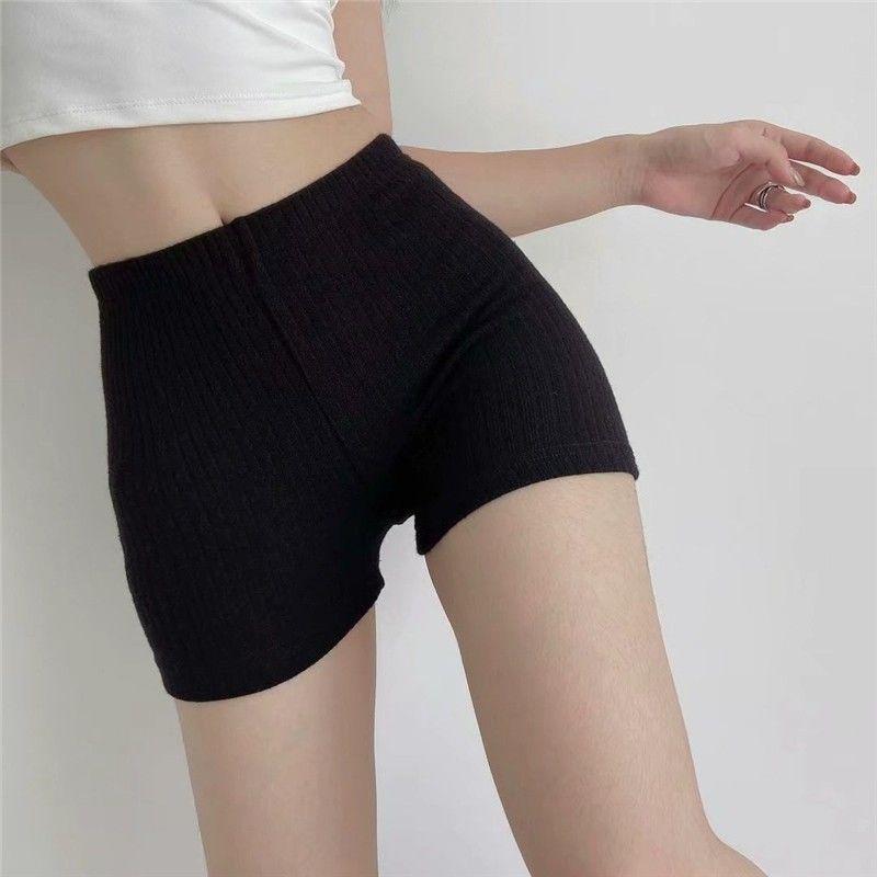 Трикотажные шорты с нитками для женщин, летние, тонкая основа, носимая снаружи, пикантные, облегающие, с эластичным поясом, ультра-короткие шорты