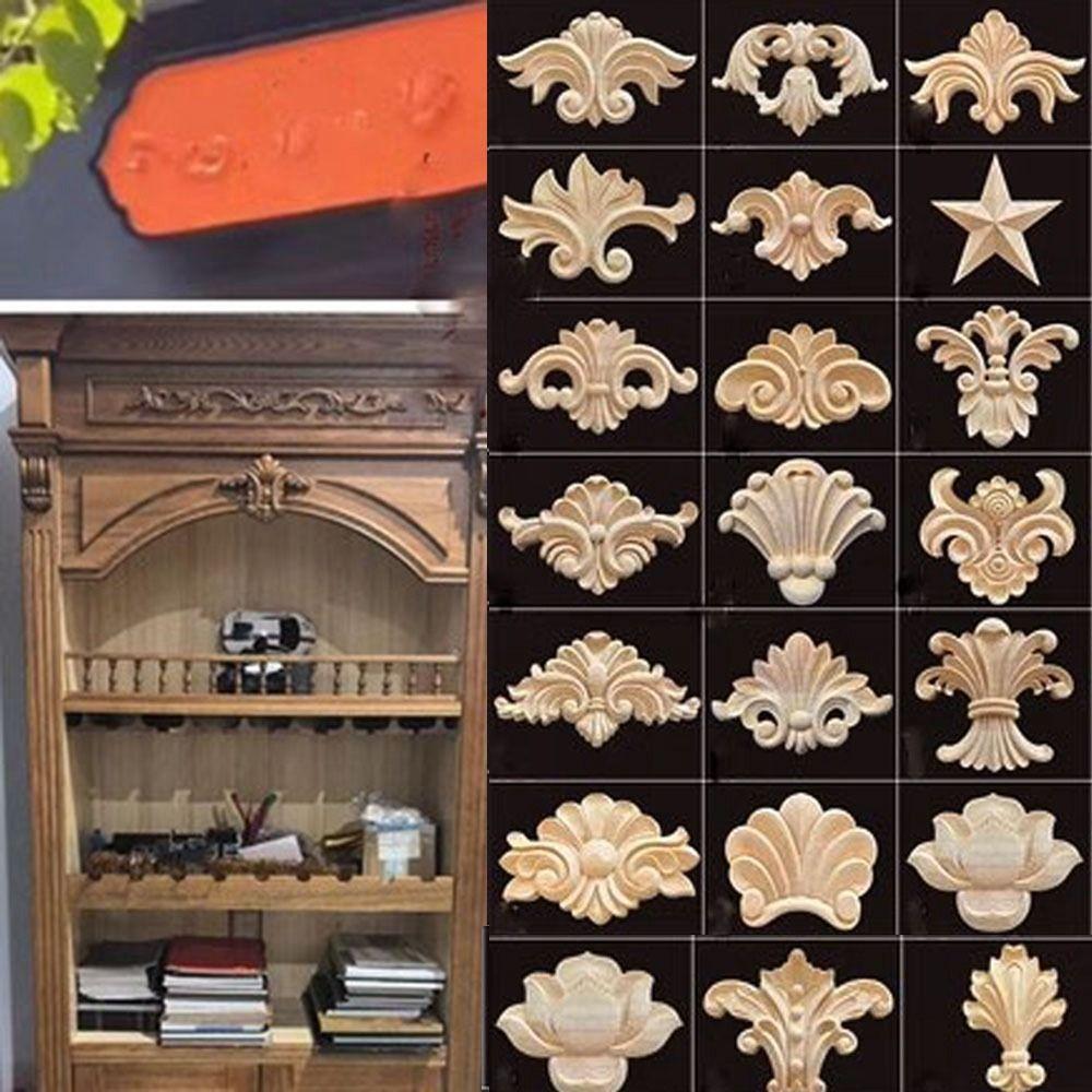 Unique Wooden Figurines Crafts Natural Floral Corner Appliques Frame Wall Door Decoration