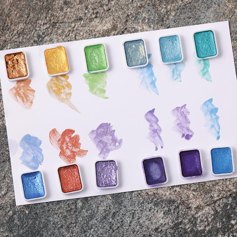 Перламутровые акварельные краски для нейл-арта - Металлический омбре и мраморные эффекты