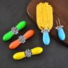 Corn Holder Safe Lock Heat Resistant Non-Slip Comfortable Grip Corn On The Cob BBQ Fork Skewer Stainless