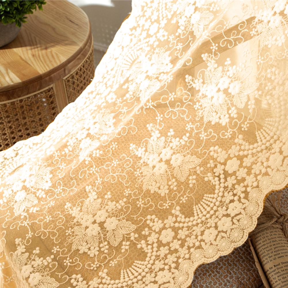 Бежевая кружевная дорожка на стол Вышивка Хлопковая кружевная ткань Покрытие стола Цветочная кружевная дорожка Декор для винтажной свадьбы и чаепития