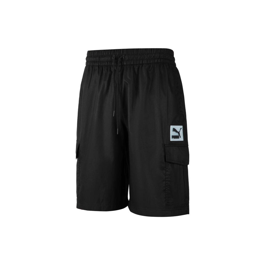 Puma Classics Woven Shorts Solid Color Drawstring Straight Casual Shorts Unisex Shorts Black 622146-01