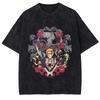 Japan Classic Anime BLEACH Zaraki Kenpachi Print Tshirt Men WomenCasual Tees Vintage Style Cotton Clothing Harajuku Washed Tops