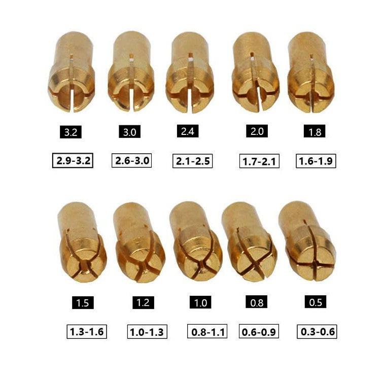 11 шт. 0,5-3,2 мм латунные сверлильные патроны цанговые биты 4,8 мм хвостовик винт гайка замена
