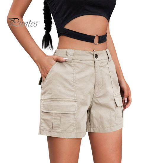Женские шорты-карго, повседневные шорты-бермуды длиной до колена с карманами, летние мешковатые широкие штанины для походов
