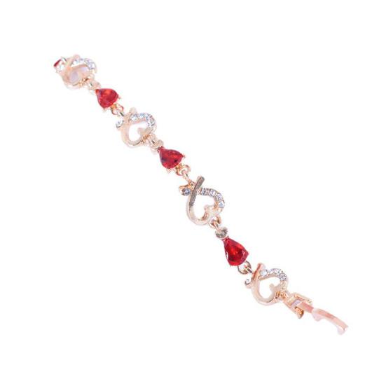 Женский браслет с сердцем и красными стразами, браслет-цепочка, ювелирный аксессуар