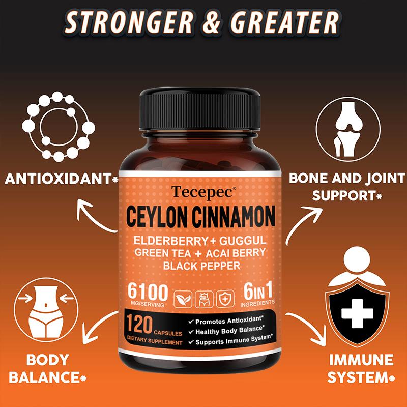 Ceylon Cinnamon 3000 mg, Elderberry 1000 mg, Gugu Resin 1000 mg, Acai Berry 500 mg, Green Tea 120 capsules