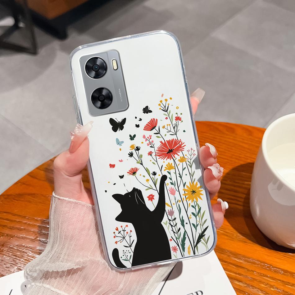 For Oppo A77 A77S Phone Case Colorful Flowers Patterns Back Cover For OppoA77 A77 S 2022 Soft TPU Transparent Silicone Bumper