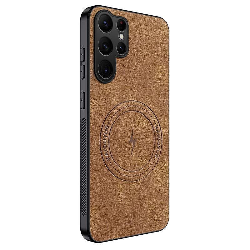 For Samsung Galaxy S25 Ultra Magnetic Case WANLONFENG SD1 Series Nappa Texture PC TPU Phone Cover