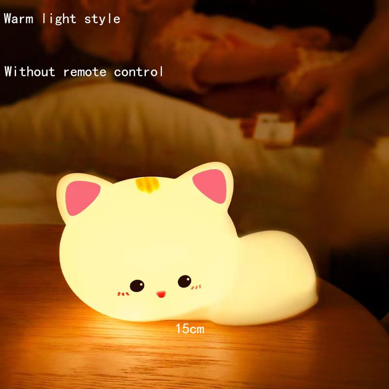 Silicone Cat Night Light, Bedroom Illuminated Remote Control Pat Light, USB Portable Charging Baby Sleeping Atmosphere Light
