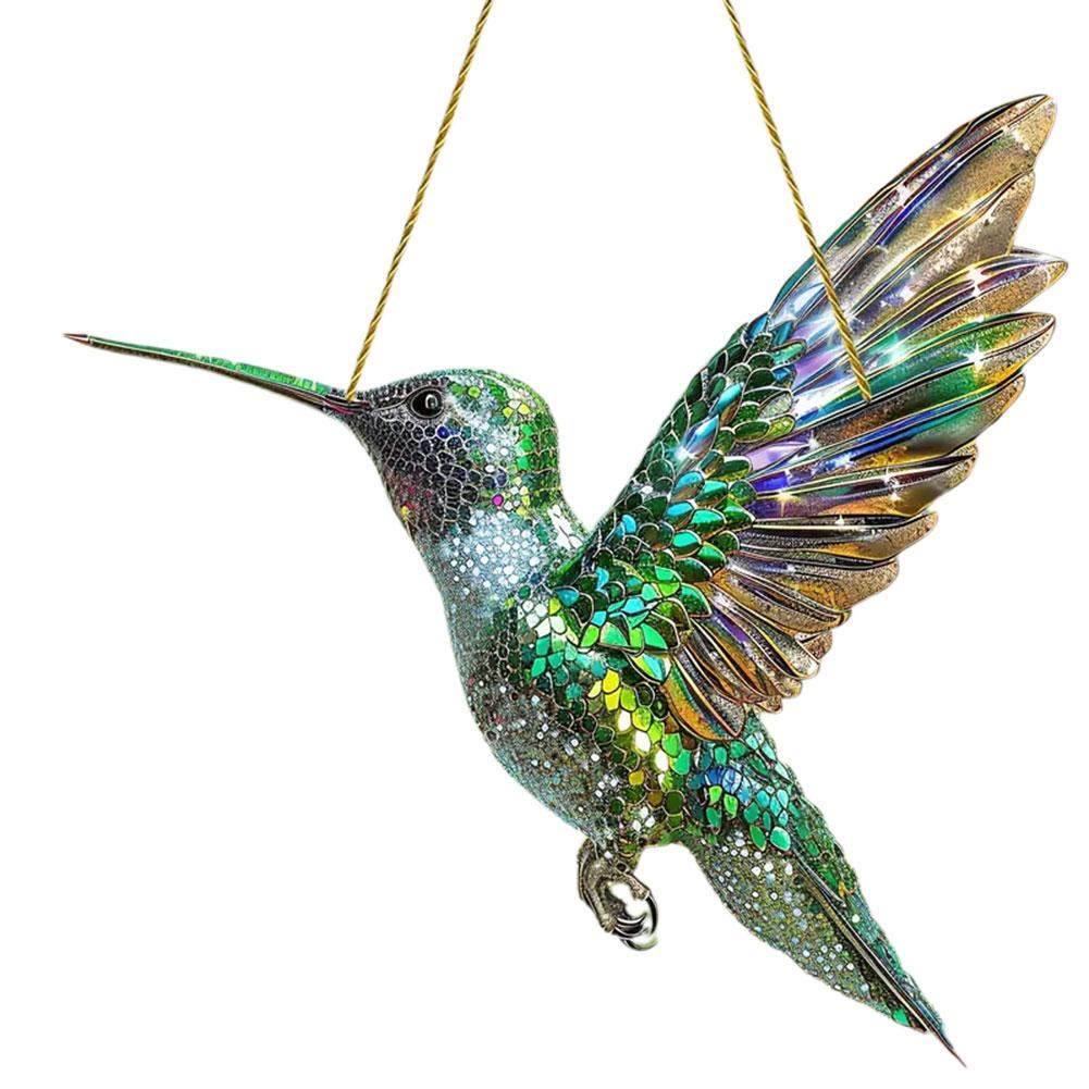 2D Hummingbird Christmas Trees Hanging Ornament Colorful Acrylic Window Decoration Porch Pendant For Home Window Indoor Decor