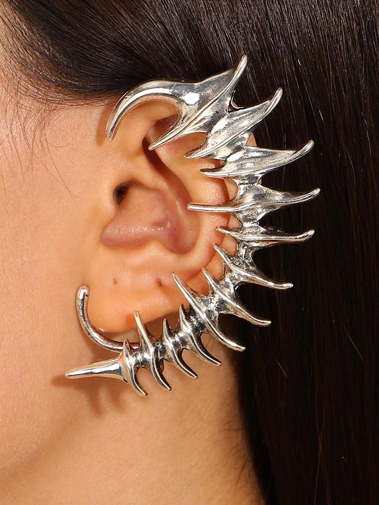 Exaggerated Punk Dragon Ear Clips for Non-Pierced Ears - Women's Dragon-Shaped Zircon Thorn Ear Hooks