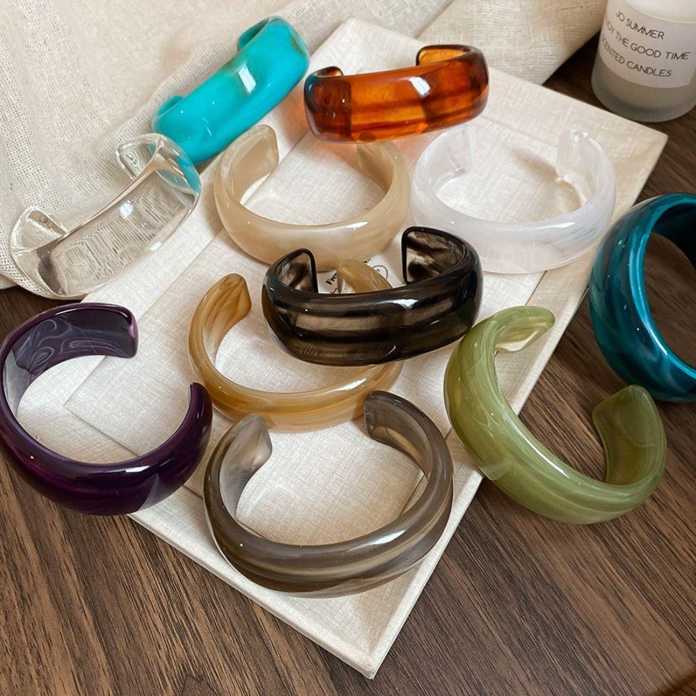 Европейский американский стиль браслет из смолы нерегулярный преувеличенный браслет C-образной формы браслеты-манжеты для девочек