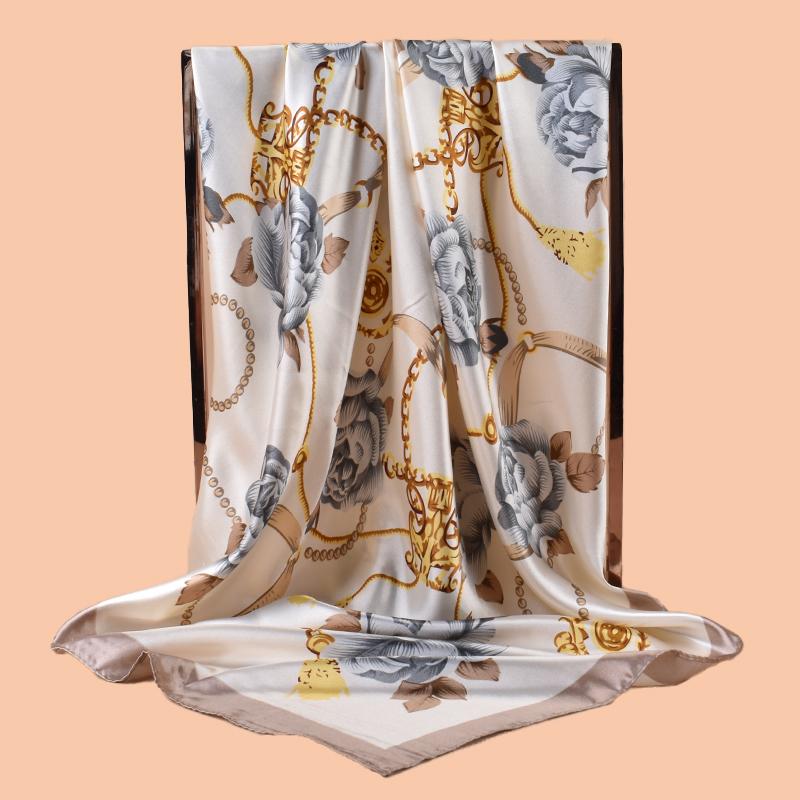 1PC Women's Summer Beach Accessory Fashion Satin Square Scarf 90*90inch Multi-use Headscarf Party Use Versatile Hair Towel