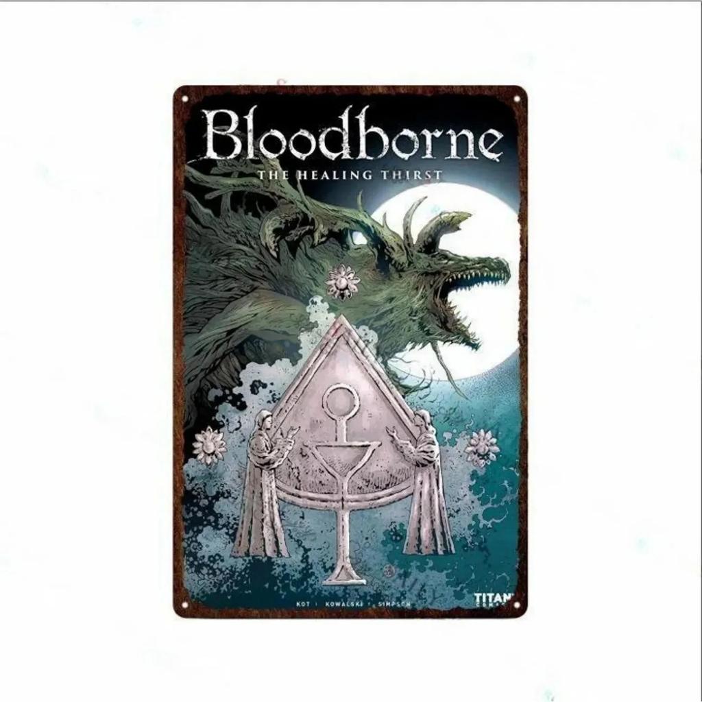 Металлическая табличка Жестяные знаки Bloodborne Настенное украшение Винтажные художественные постеры Жестяная картина для мужской пещеры Дома Кафе Игровой комнаты Клуба Бара