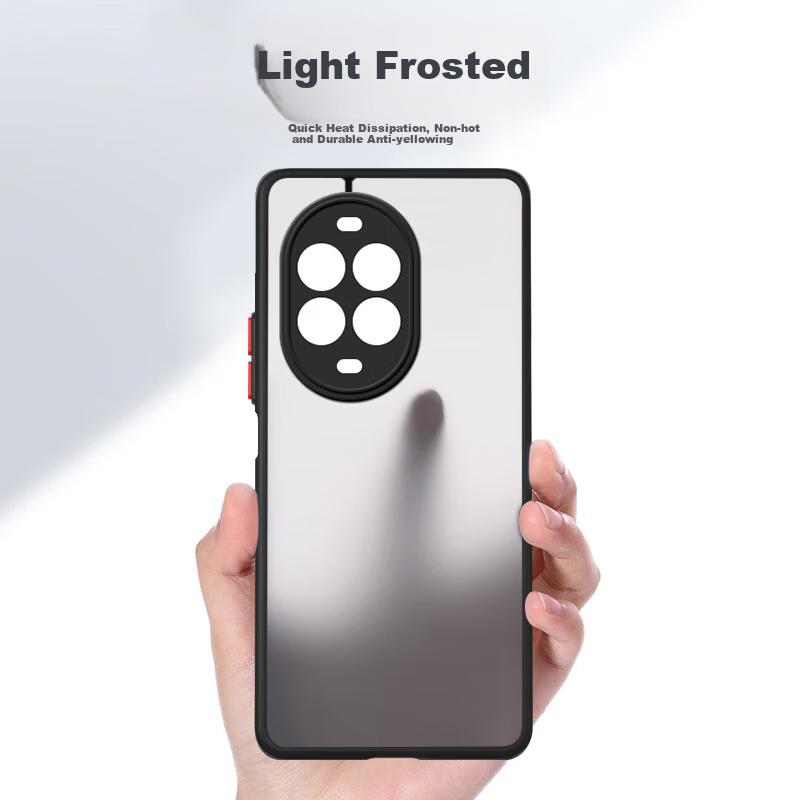Phone Case for Huawei Nova 14, Huawei Nova 14 Silicone Soft Edge Semi-Transparent Contrasting Color Frosted Anti-Fingerprint Case, Phantom Black